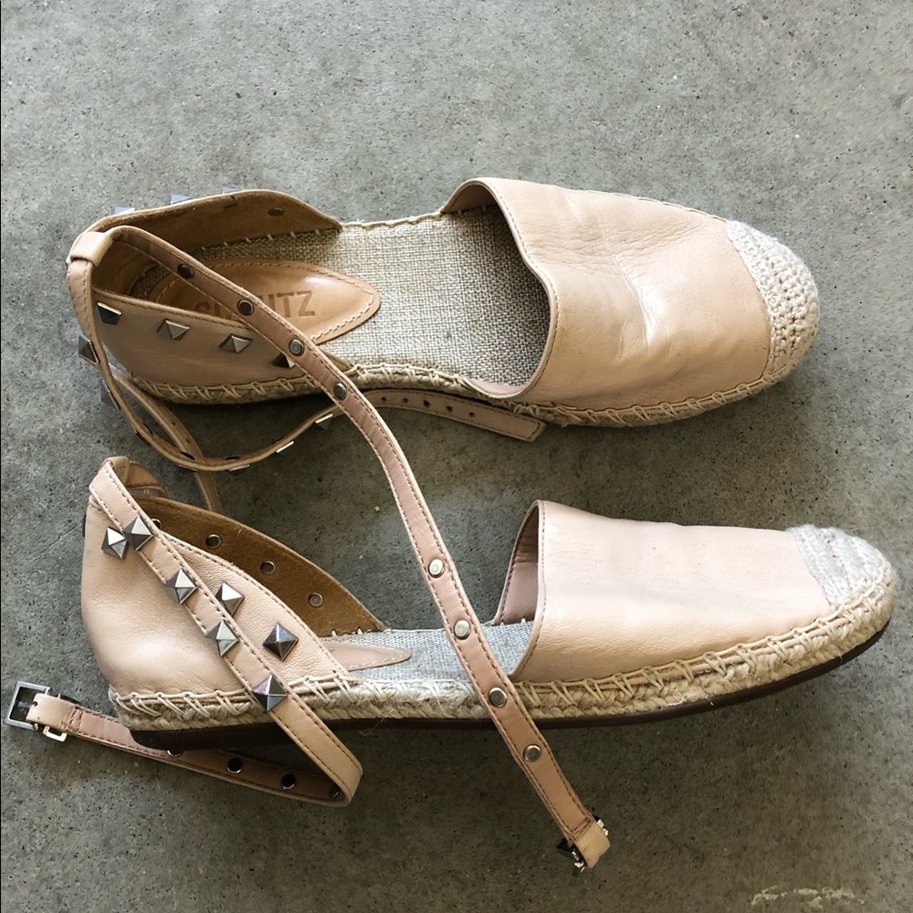 SCHUTZ Nude Espadrilles with Studded Ankle Straps - Picture 2 of 3